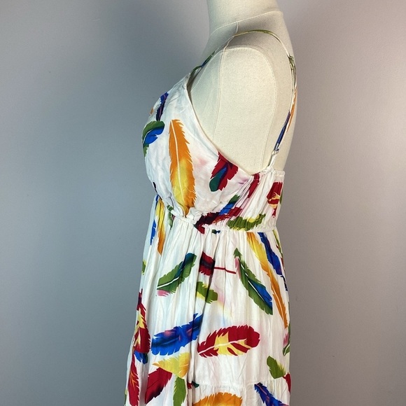 Boho Feather print multi color maxi dress size small - Picture 11 of 13